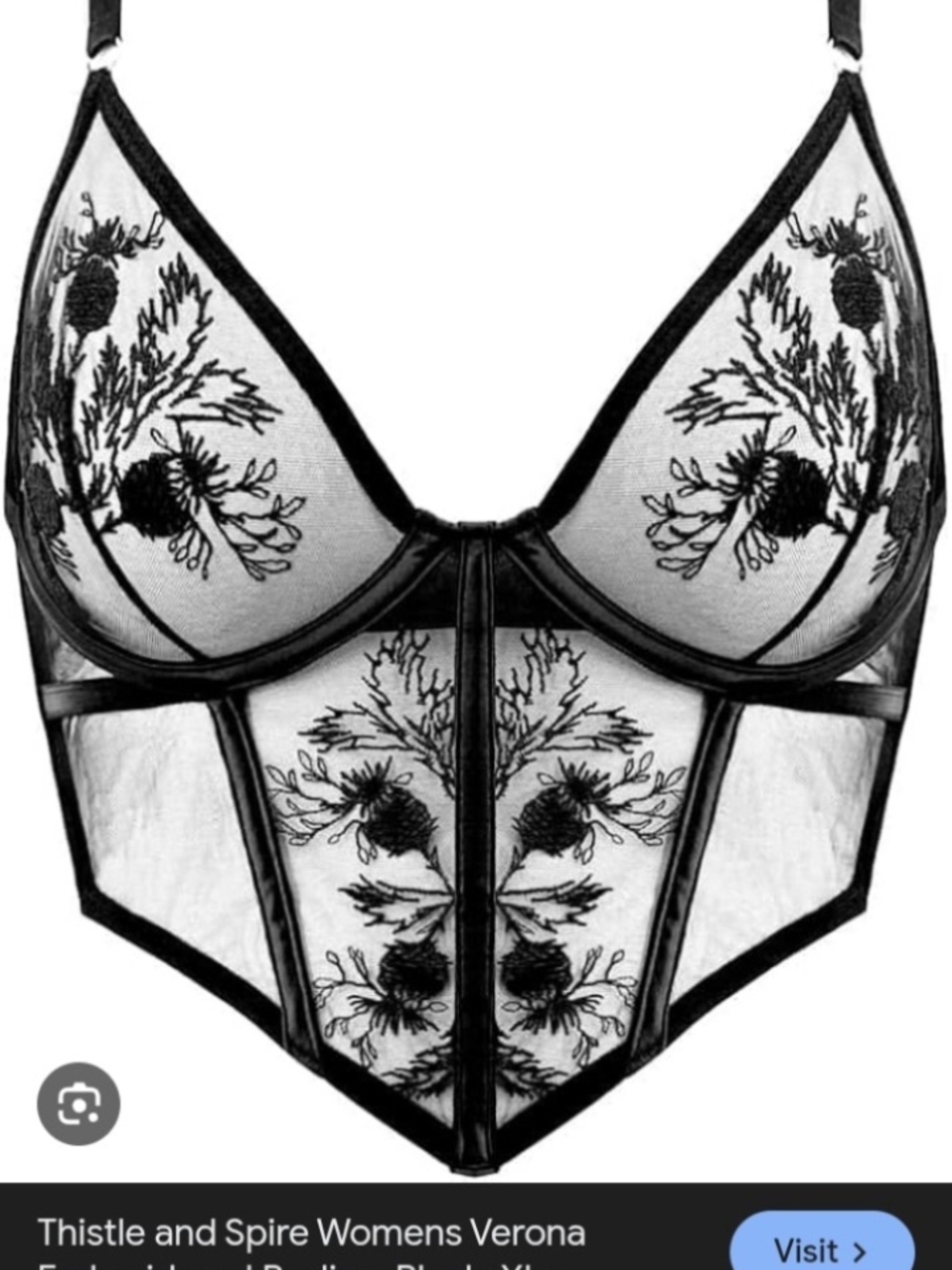 Thistle & Spire Verona Embroidered Longline Bra - Black